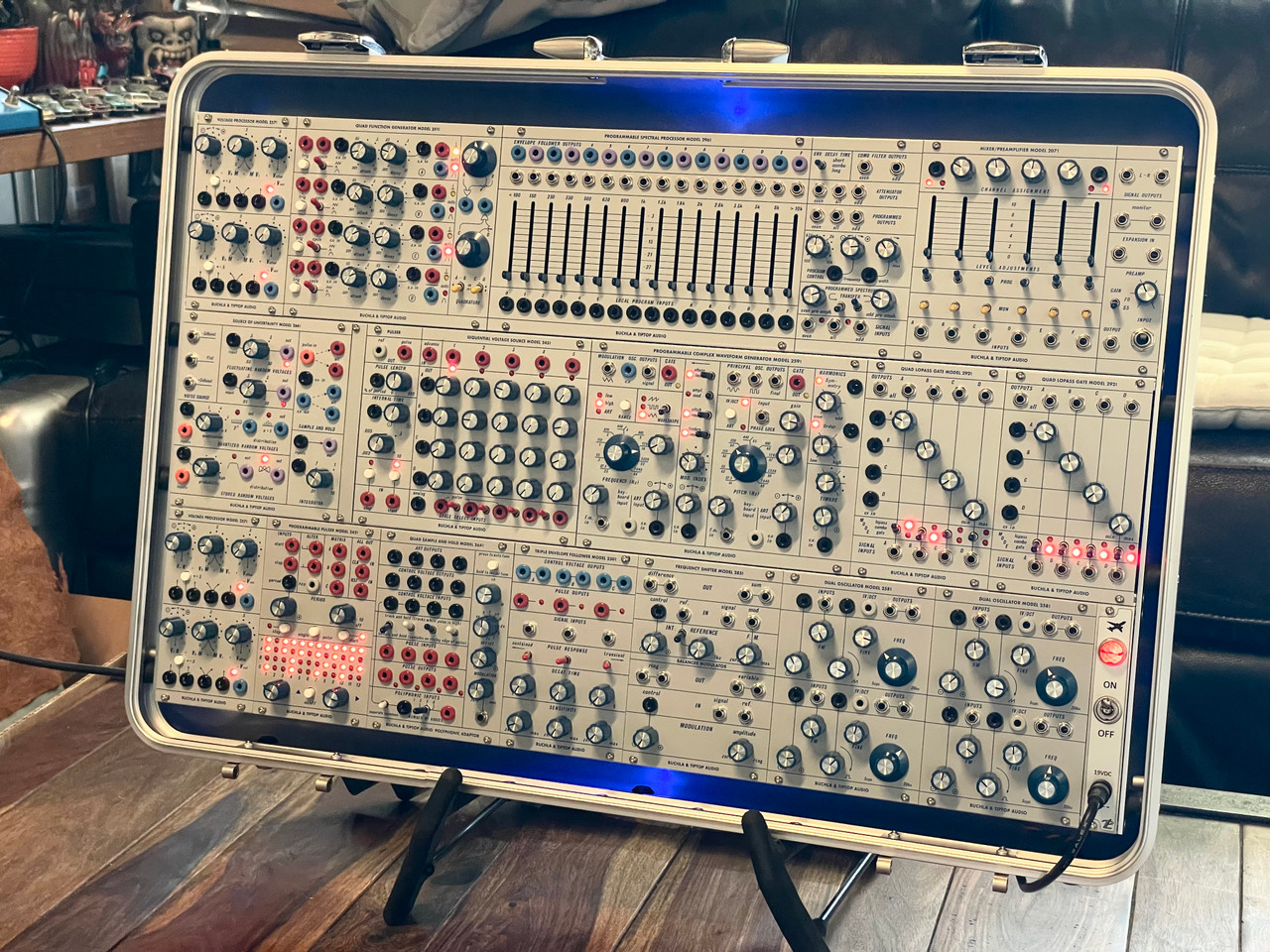 Buchla Tiptop 200t series with BPNYC ZERO Halliburton Eurorack Modular Travel Case NOS SILVER 122hp 9U